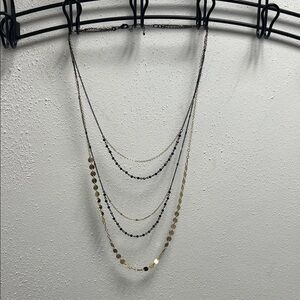 Elegant Gold and Black Layered Necklace